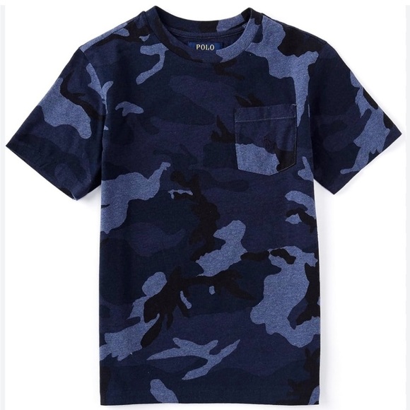 Polo by Ralph Lauren Kids Sz 5 Blue Camouflage T-Shirt - Picture 1 of 4